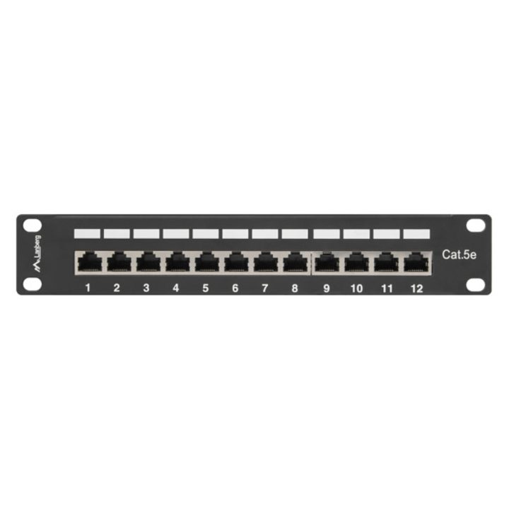 Lanberg 12-Port 1U Cat.5e 10-Inch Shielded Black Patch Panel…