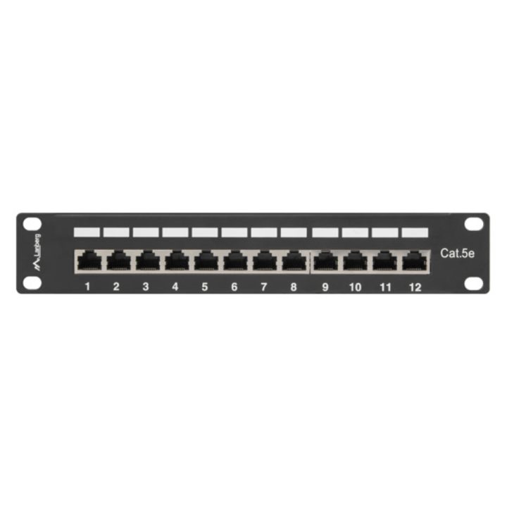 Patch panel Lanberg 12 portas 1U cat.5e 10 polegadas blindado preto…