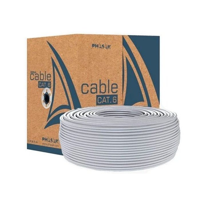 Phasak UTP Cat.6 AWG23 CCA Solid Cable Reel 100m Gray phr 6100
