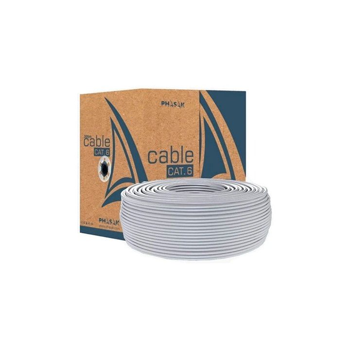 Phasak UTP Cat.6 AWG23 CCA Solid Cable Reel 100m Gray phr 6100