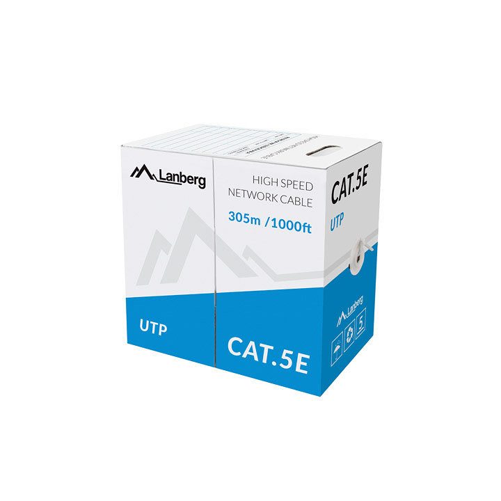 Bobina de cabo de rede cat.5e Lanberg UTP 305m RJ45 cobre sólido…