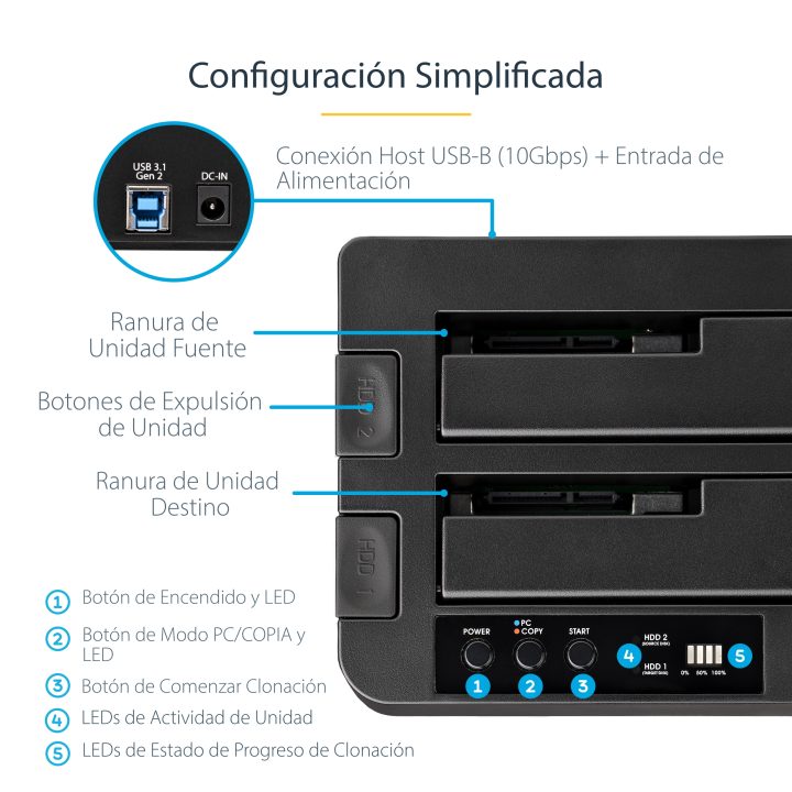 StarTech.com Standalone Hard Drive or SSD SATA Duplicator Cloner -…
