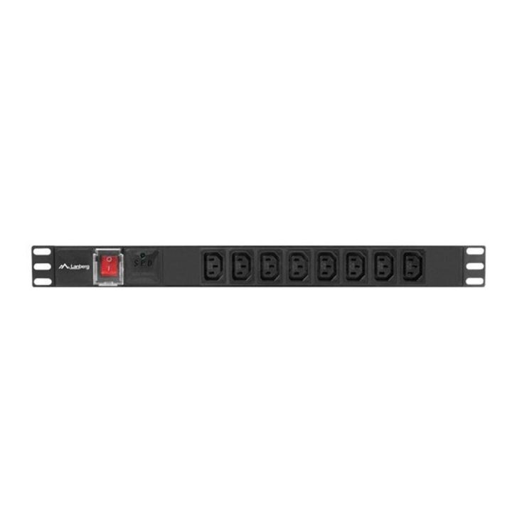 Regleta Lanberg 1u 16A rack 19 pulgadas 8x socket iec C13 negro 2m…