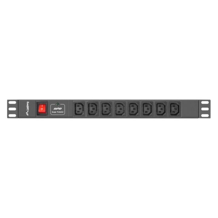 Regleta Lanberg 1u 16A rack 19 pulgadas 8x socket iec C13 negro 2m…
