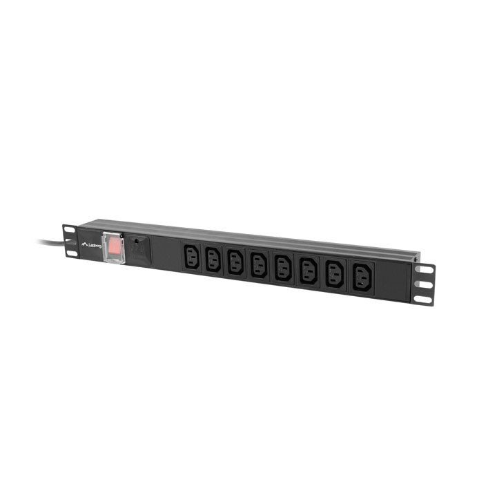 Regleta Lanberg 1u 16A rack 19 pulgadas 8x socket iec C13 negro 2m…