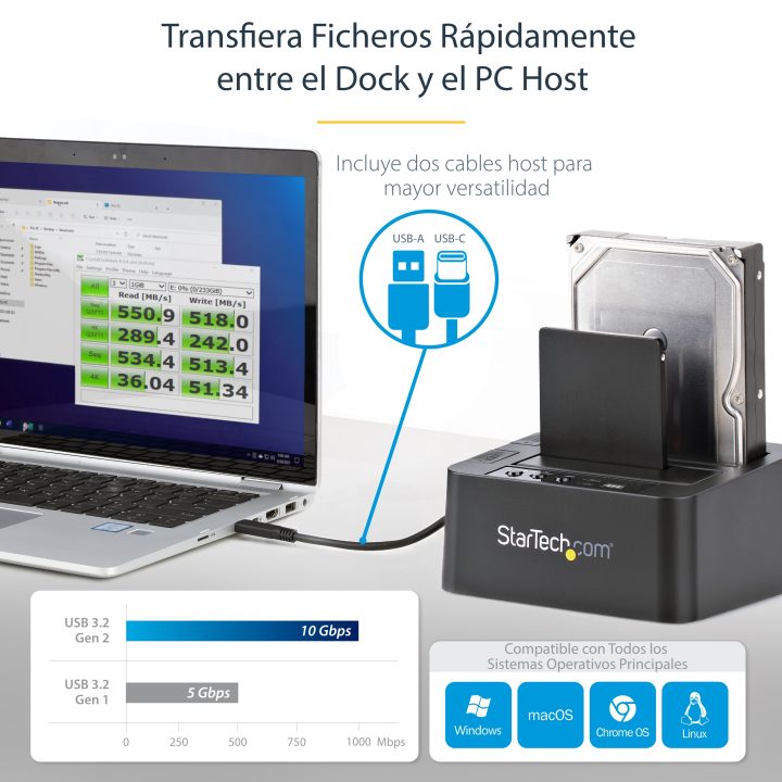 StarTech.com Duplicador Clonador Autónomo de Discos Duros o SSD SATA…