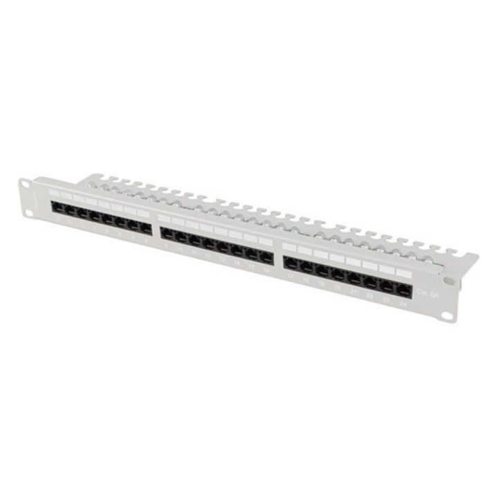 Patch panel Lanberg 24 portas 1U 19 polegadas cat.6a UTP com…