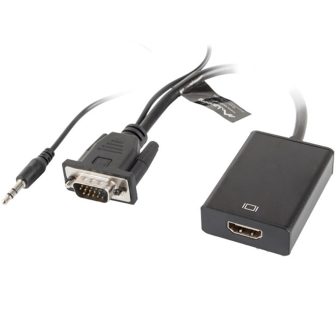 Lanberg VGA Male + 3.5mm Audio Jack to HDMI Female Adapter…