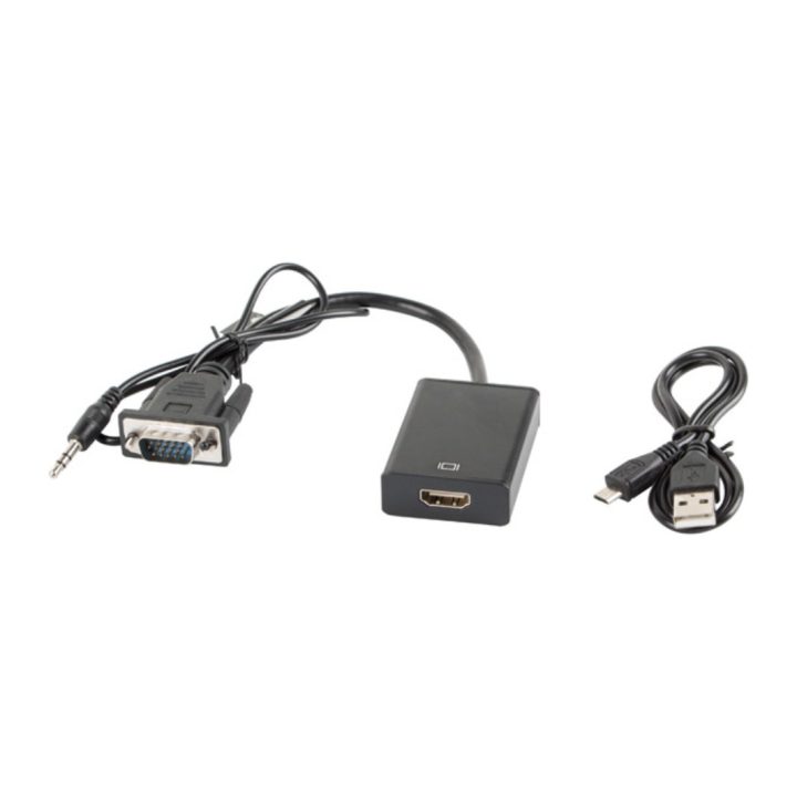 Lanberg VGA Male + 3.5mm Audio Jack to HDMI Female Adapter…