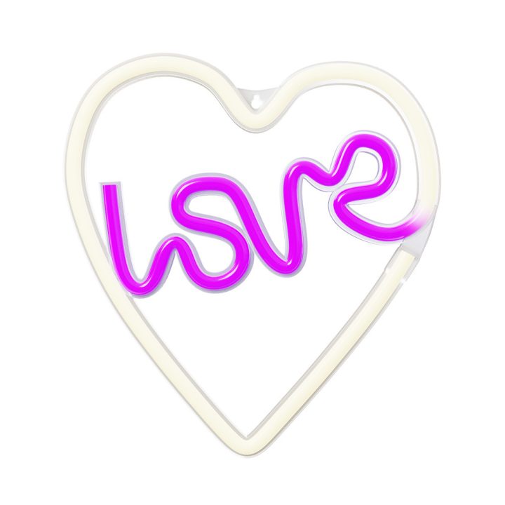 Lâmpada Forever neon LED love heart purple white (RTV100308)