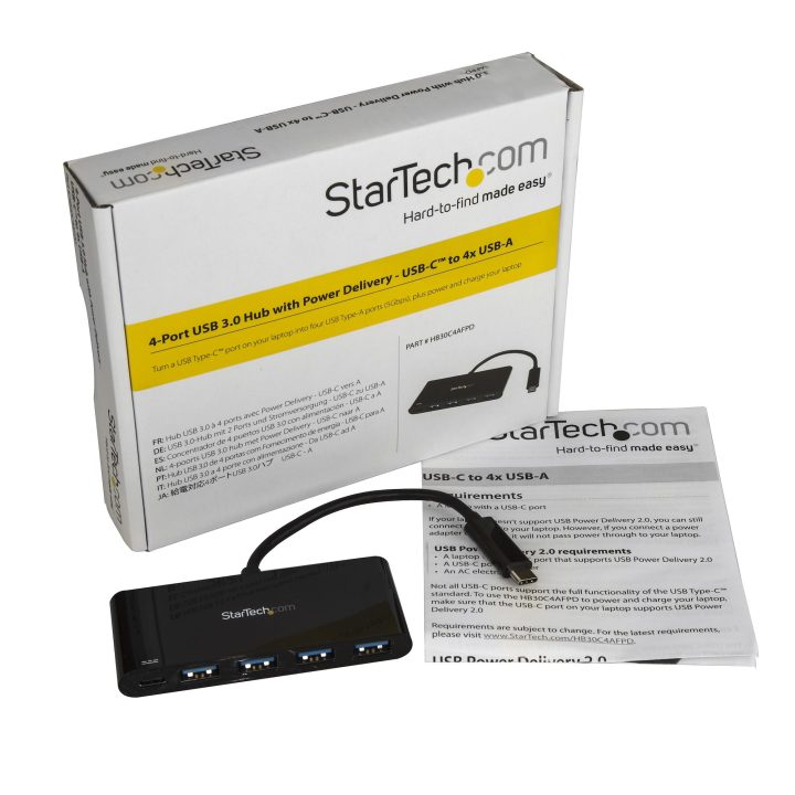 StarTech.com 4-Port USB 3.0 Hub with PD Power Delivery - 5Gbps -…