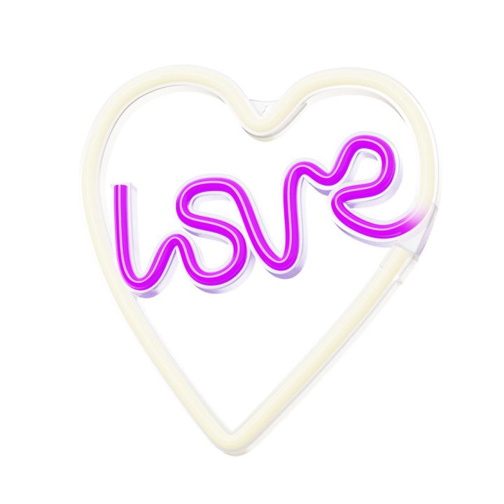 Lâmpada Forever neon LED love heart purple white (RTV100308)