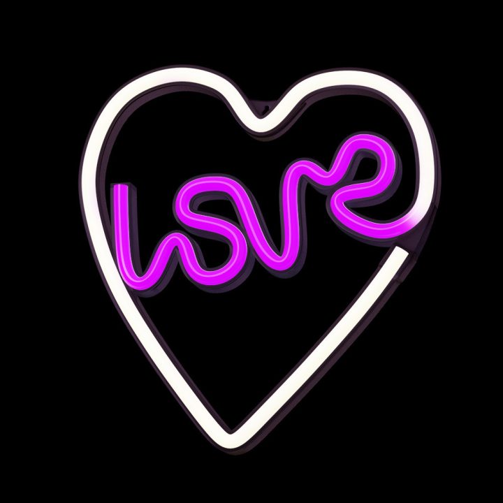Forever neon LED love heart purple white lamp (RTV100308)
