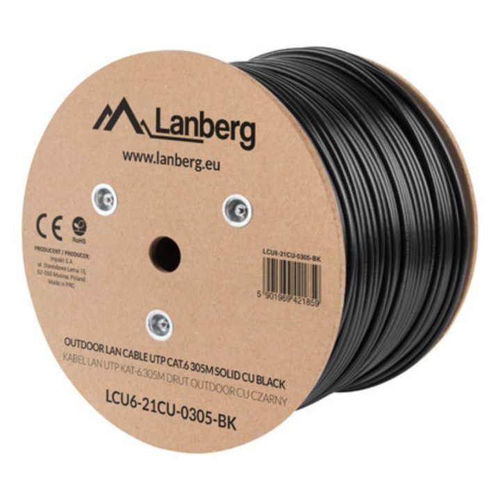 Lanberg LCU6-21CU-0305-BK Network Cable Black 305 m Cat6 U/UTP (UTP)