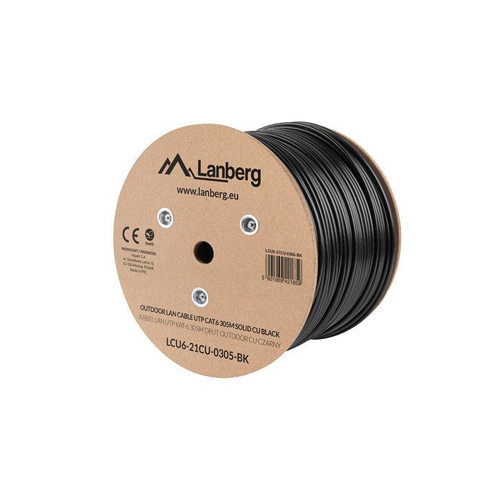 Lanberg LCU6-21CU-0305-BK Network Cable Black 305 m Cat6 U/UTP (UTP)