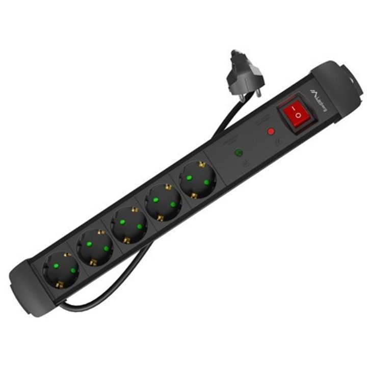 Regleta Lanberg SP1 5 tomas schuko proteccion hasta 2500W negra 1.5m…