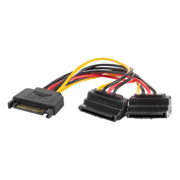 Lanberg SATA Power Cable Male to 2x Female 15cm (CA-SASA-10CU-0015)