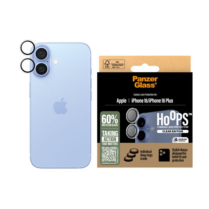 PanzerGlass ® Hoops® Camera Lens Protector Clear iPhone 16 | 16 Plus…