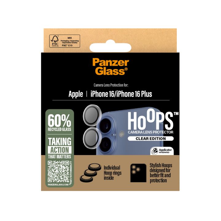 PanzerGlass ® Hoops® Camera Lens Protector Clear iPhone 16 | 16 Plus…
