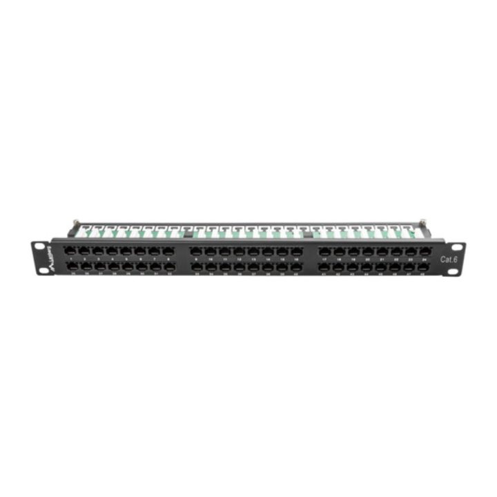 Patch panel Lanberg 48 portas 1U cat.6 19 polegadas preto…