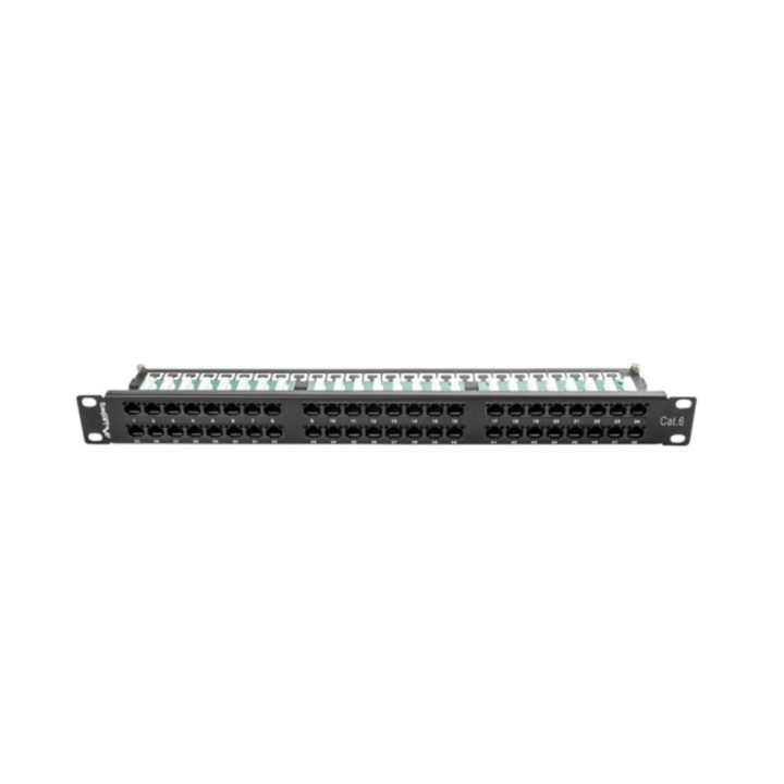 Patch panel Lanberg 48 portas 1U cat.6 19 polegadas preto…