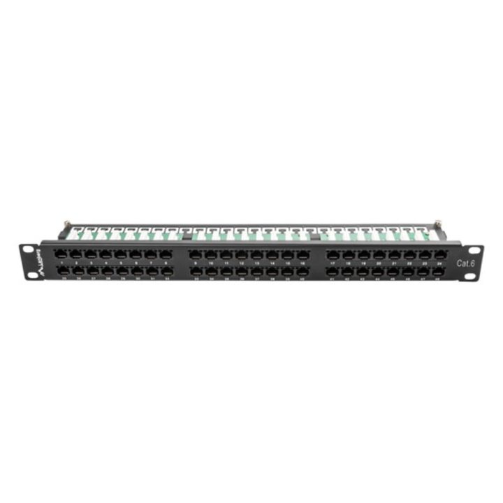 Patch panel Lanberg 48 portas 1U cat.6 19 polegadas preto…