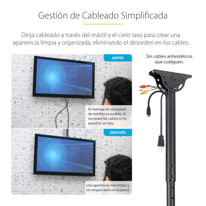 StarTech.com TV Ceiling Mount - Universal Flat Ceiling Mount for…