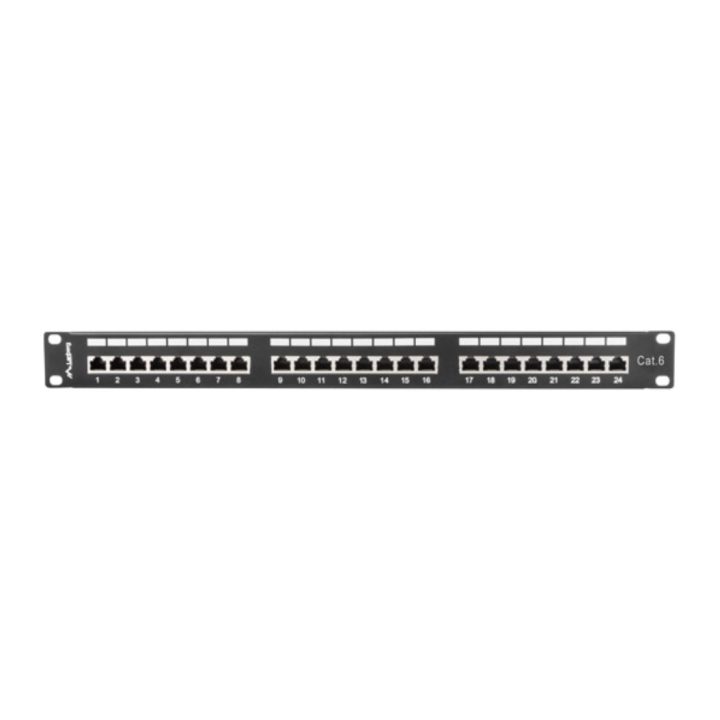 Patch panel Lanberg 24 puertos 1u cat.6 sftp 19 pulgadas rack negro…