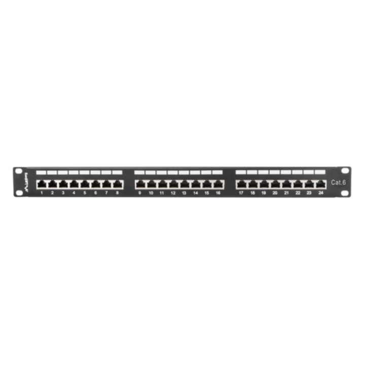 Patch panel Lanberg 24 portas 1U cat.6 SFTP 19 polegadas rack preto…