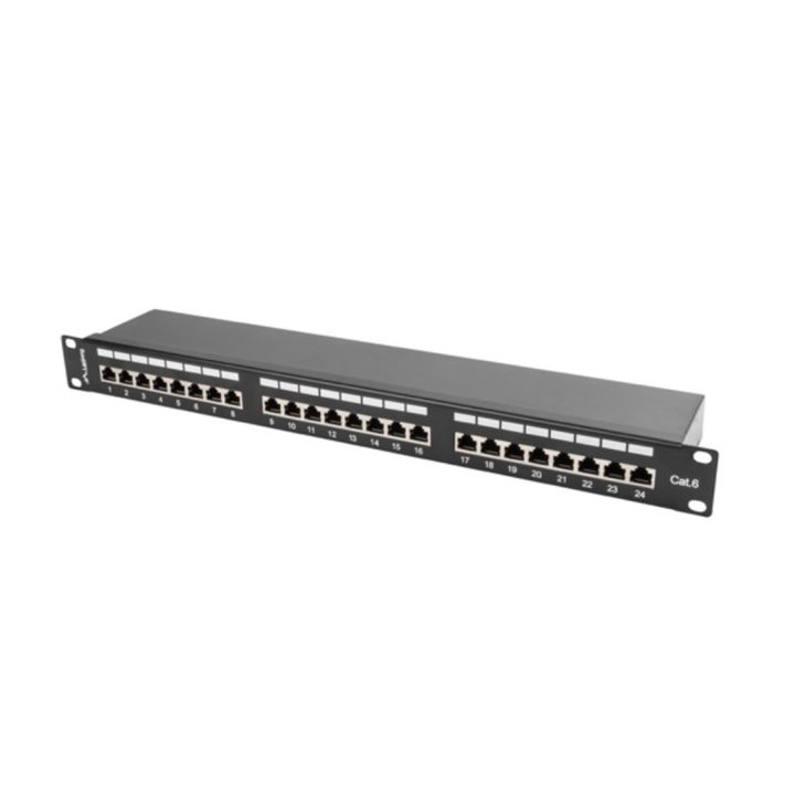 Patch panel Lanberg 24 portas 1U cat.6 SFTP 19 polegadas rack preto…