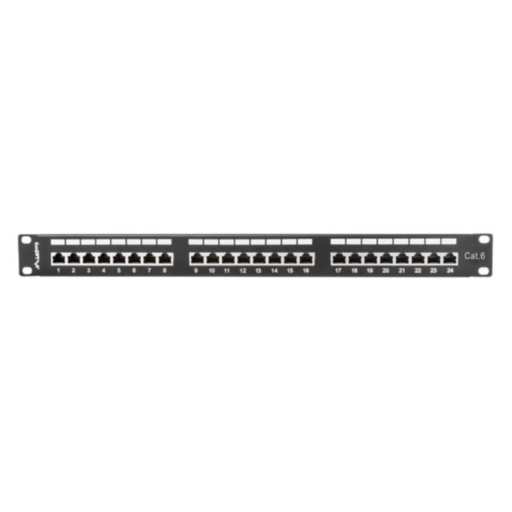 Patch panel Lanberg 24 portas 1U cat.6 SFTP 19 polegadas rack preto…