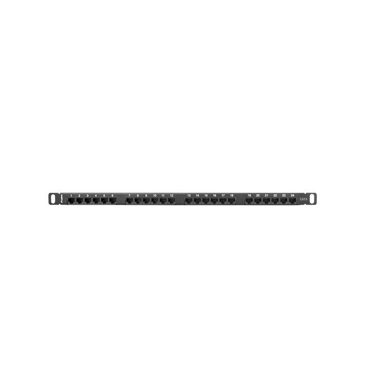 Patch panel Lanberg cat.6 UTP 24 puertos 0.5u rack 19 negro…