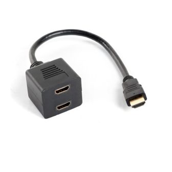 Adaptador Lanberg HDMI macho-HDMI hembra x2 splitter 20cm (AD-0019-BK)