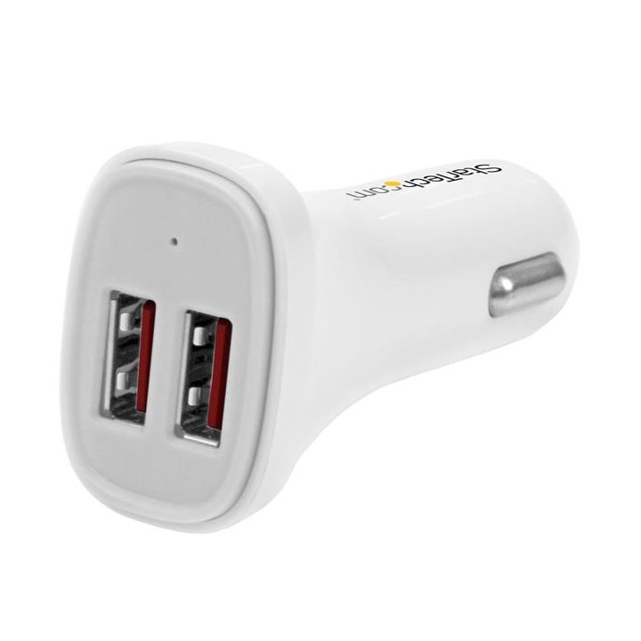 StarTech.com Two-Port USB Car Charger - 24W / 4.8A - White