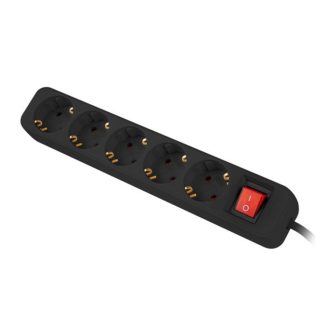 Regleta Lanberg 5 tomas schuko con protecion negra 3m…