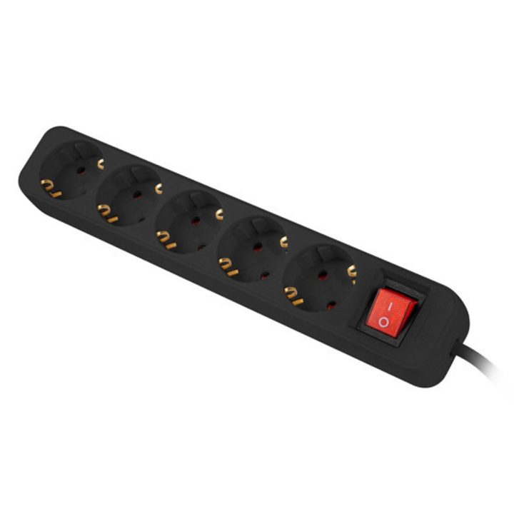 Multiplicador de tomadas Lanberg 5 tomadas Schuko com proteção preta…
