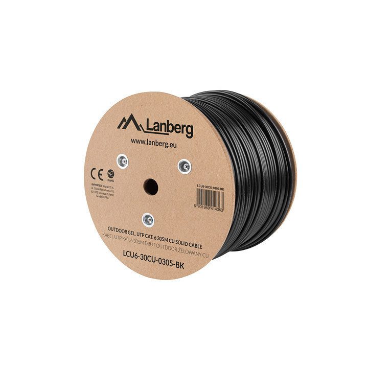 Lanberg Outdoor Cat.6 UTP RJ45 Copper Gel-Filled Fluke AWG23 305m…