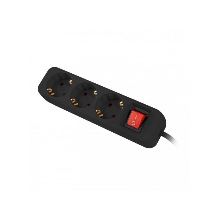 Regleta Lanberg 3 tomas schuko con protecion negra 1.5m…