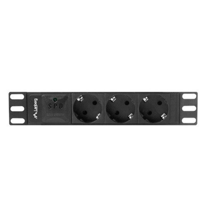 Regleta Lanberg 1u 16A 3x schuko rack 10 polegadas 2m preto…