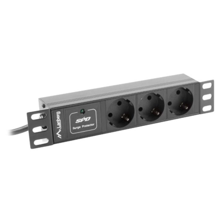 Regleta Lanberg 1u 16A 3x schuko rack 10 pulgadas 2m negro…