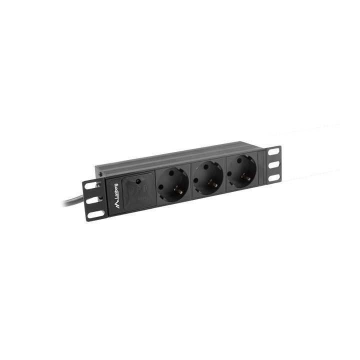 Regleta Lanberg 1u 16A 3x schuko rack 10 pulgadas 2m negro…