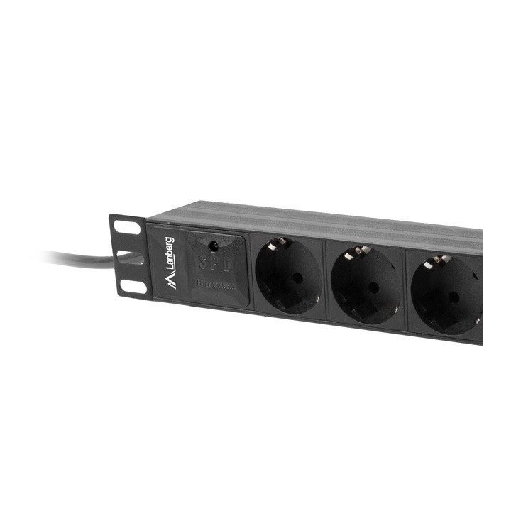 Lanberg 1U 16A 3x Schuko Rack PDU 10-inch 2m Black (PDU-03F-0200-BK)