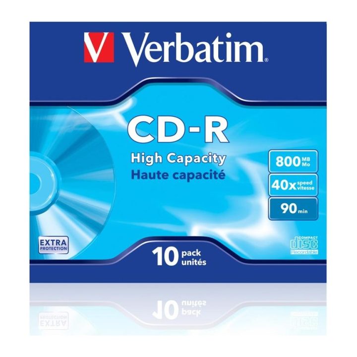 Verbatim CD-R 800MB 40x 10-pack Jewel Case DataLife Extra Protection…