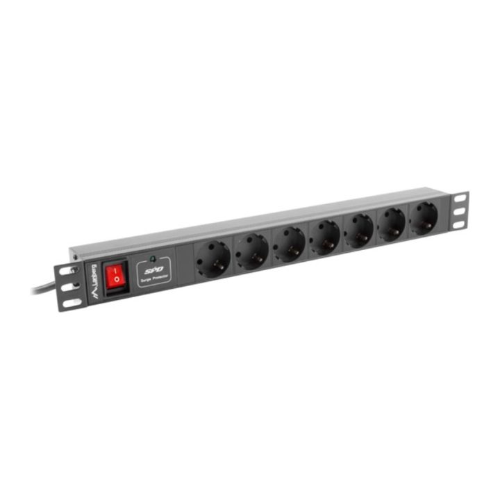 Lanberg 1U 16A 19" Rack PDU 7x Socket Black 2m (PDU-07F-0200-BK)