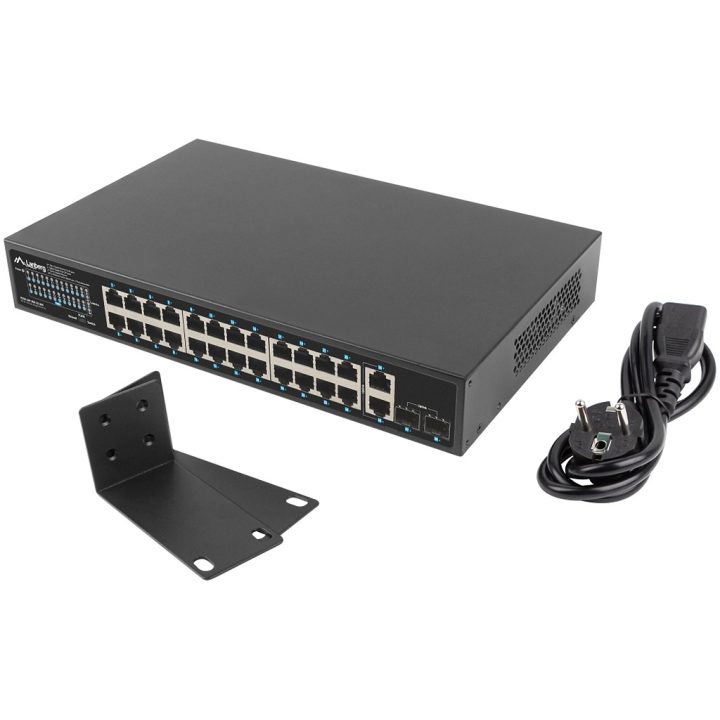 Switch Lanberg 24 portas 1GB PoE+ - 2x SFP 2x gbit Ethernet 360W rack…