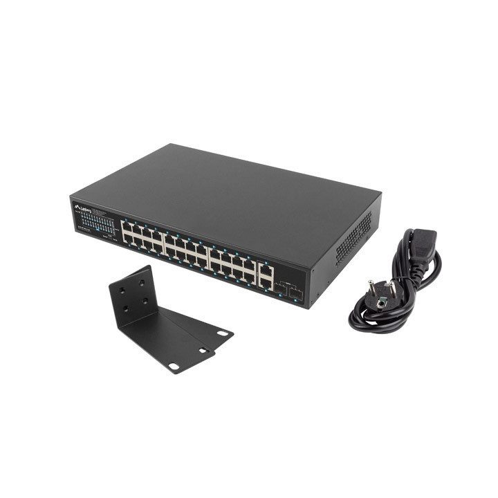 Switch Lanberg 24 portas 1GB PoE+ - 2x SFP 2x gbit Ethernet 360W rack…