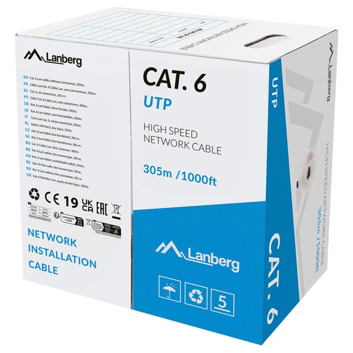 Lanberg LCU6L-11CU-0305-S cabo de rede Cinzento 305 m Cat6 U/UTP…