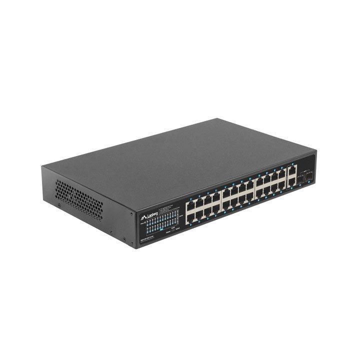 Switch Lanberg 24 portas 1GB PoE+ - 2x SFP 2x gbit Ethernet 360W rack…