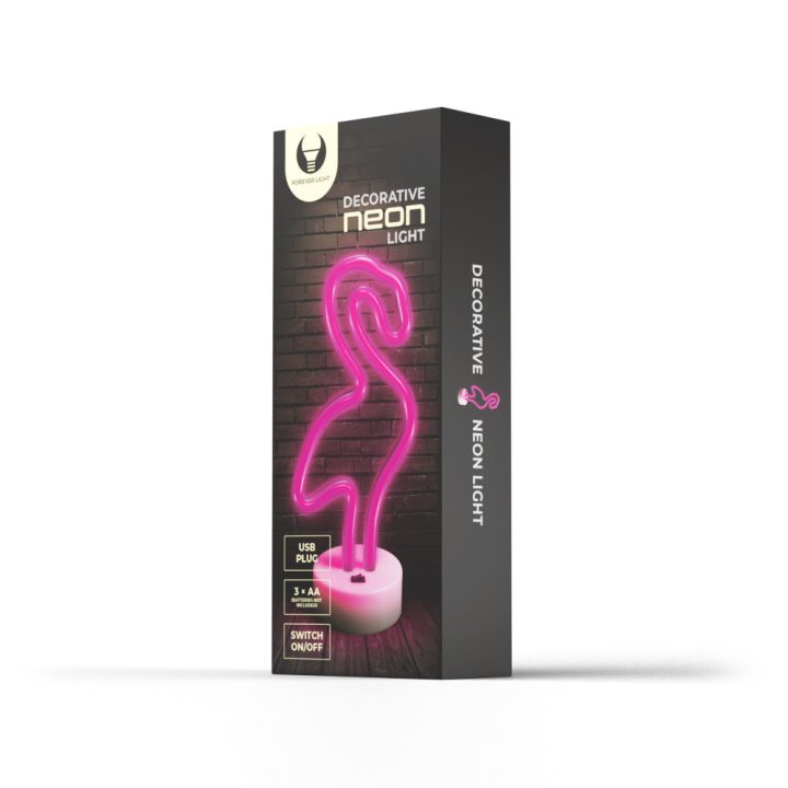 Lâmpada Forever neon LED com suporte flamingo rosa (RTV100302)