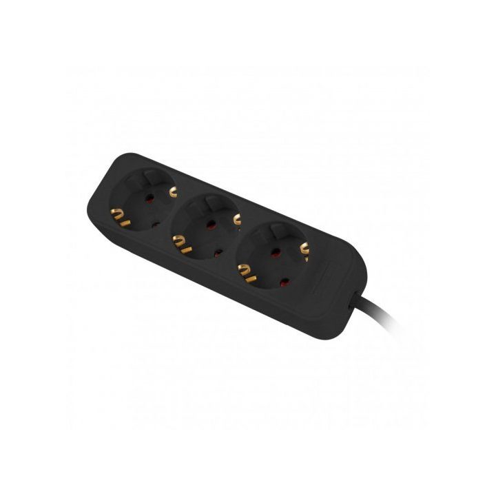 Regua Lanberg 3 tomadas Schuko preta 1.5m (PS0-03F-0150-BK)